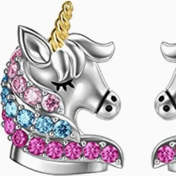 Crystal Rhinestone Unicorn studs Fashion Earrings set - Picture 3 of 3